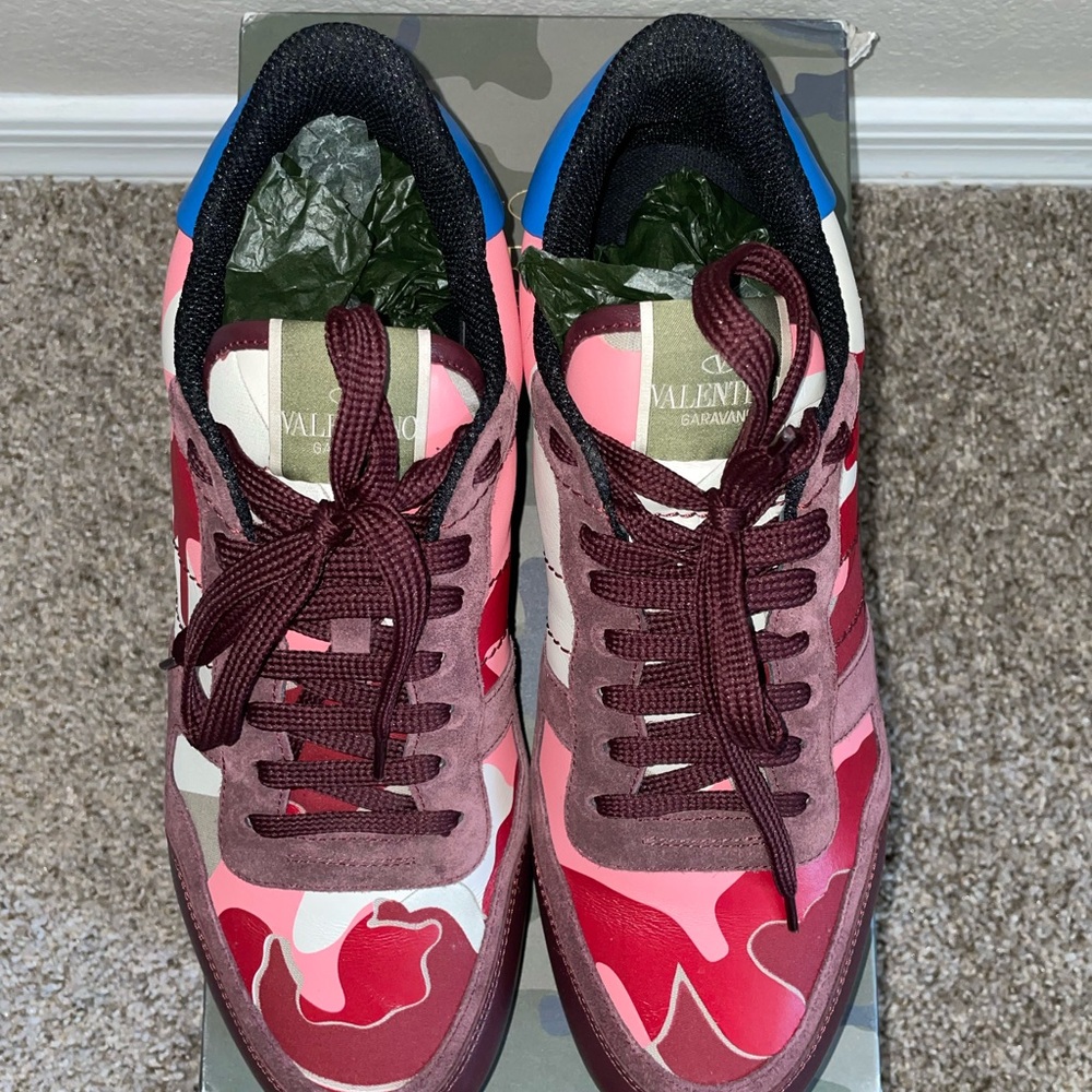 Valentino Garavani Camo Sneakers Red Blue Mens Size US 10|EU 43 | Original Box